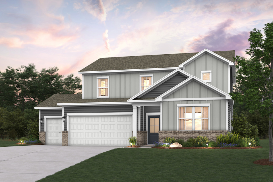 A house with a garage.