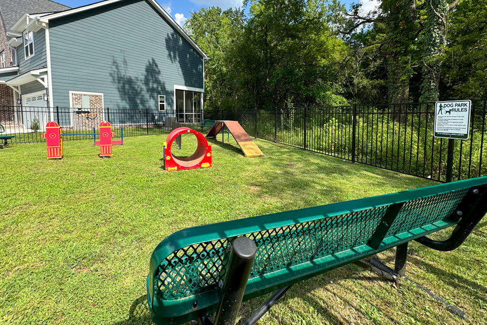 A playground with a slide.