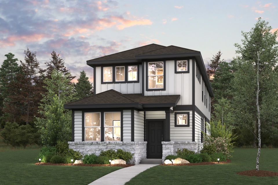 A house with a large front yard.