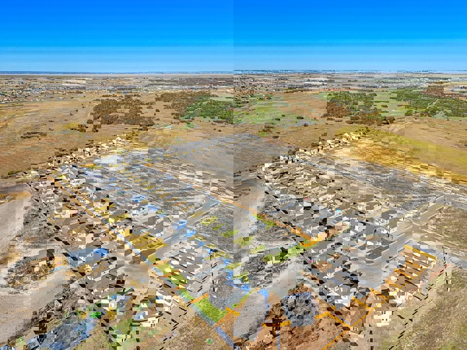 A high angle view of a town.