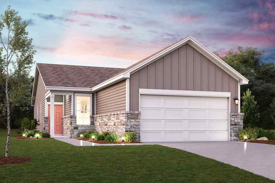 A house with a garage.