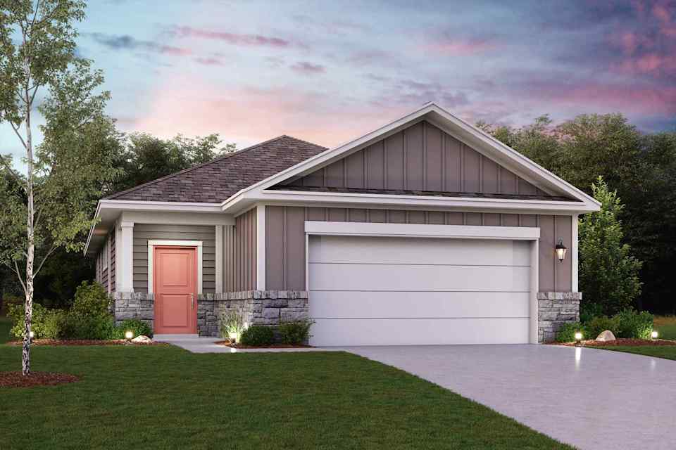 A house with a garage.