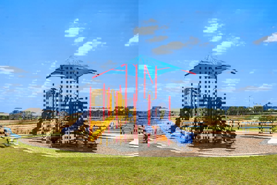 A playground with a slide.