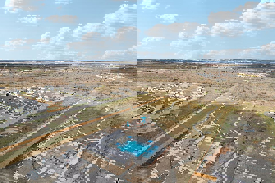 A large area with buildings and roads.