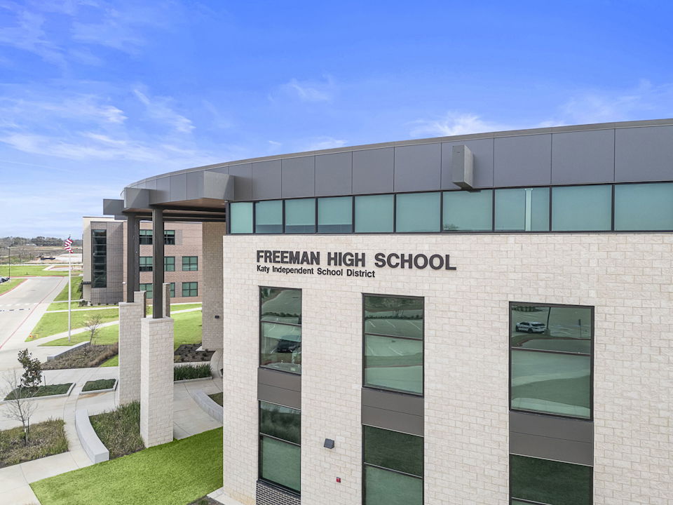 A building with glass windows.