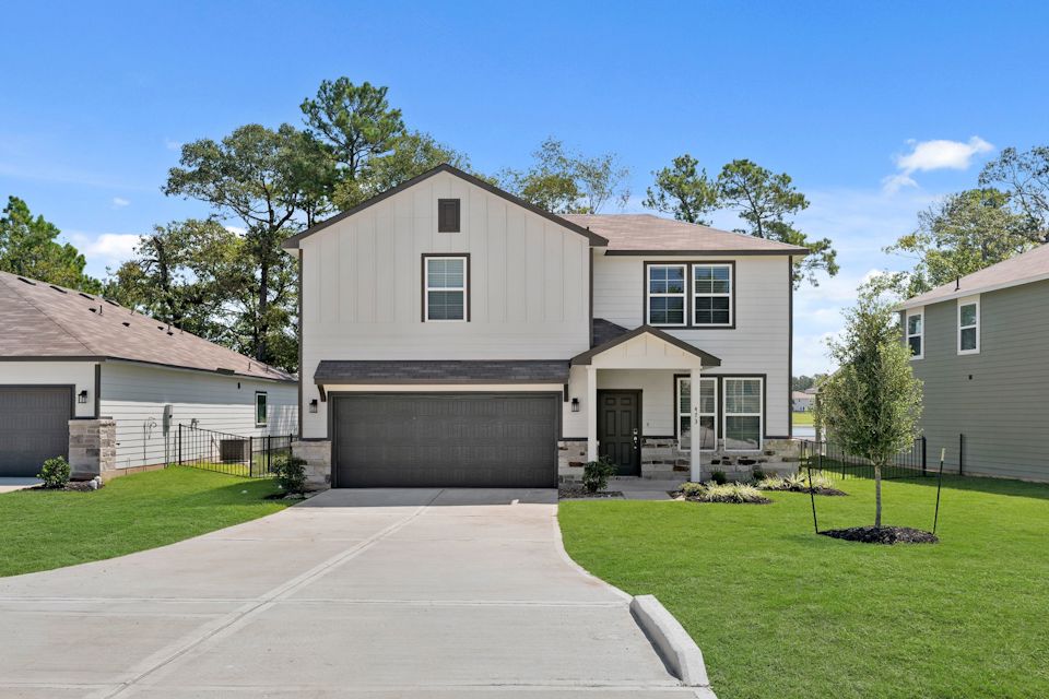 A house with a driveway.