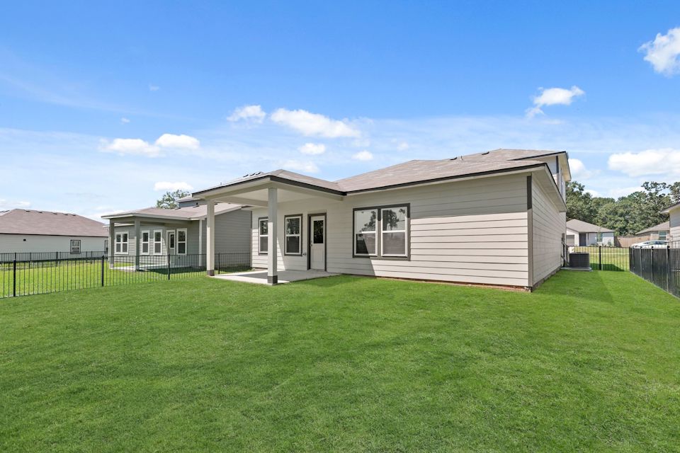 A house with a lawn.