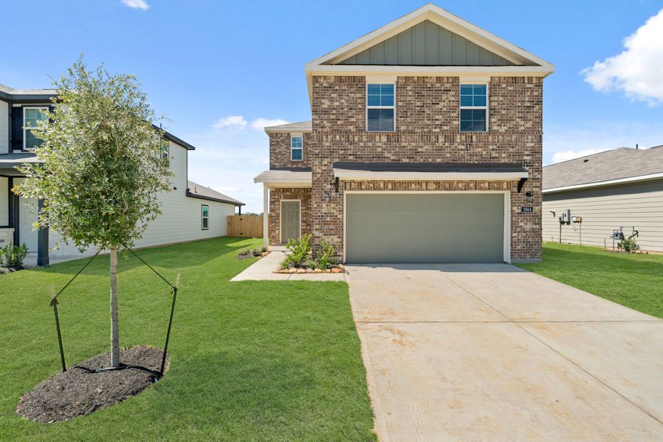 A house with a driveway.
