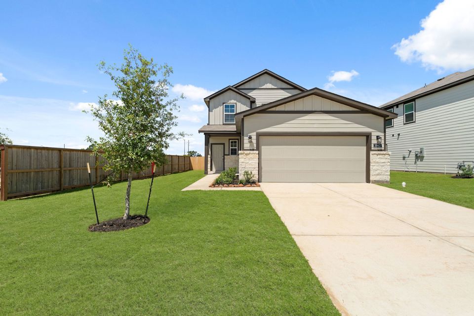 A house with a driveway.