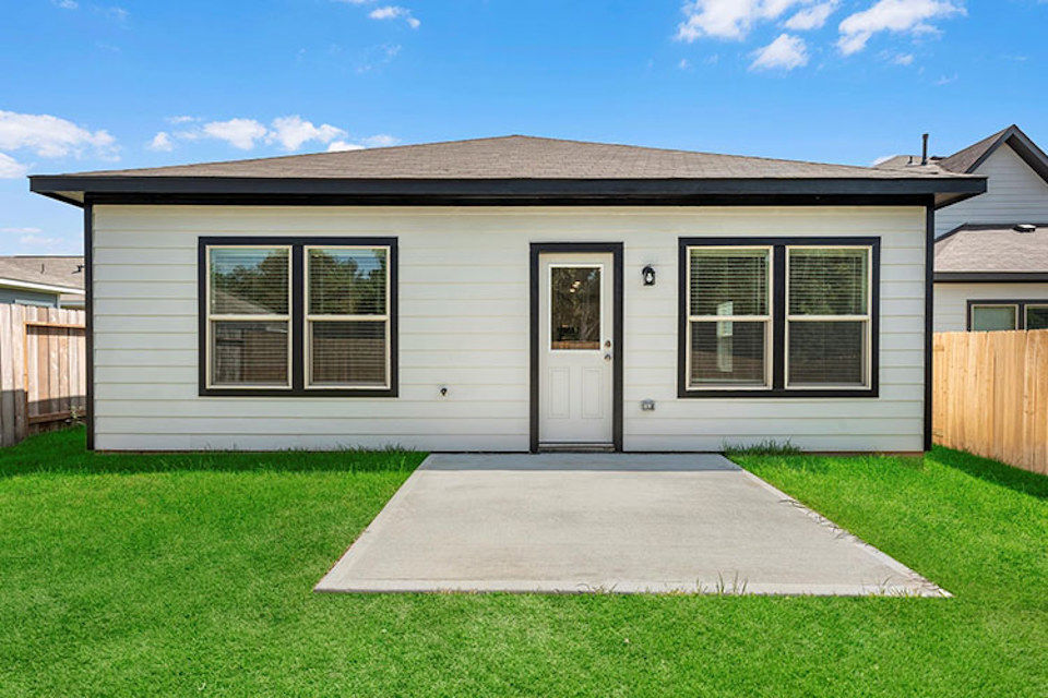 A house with a front yard.