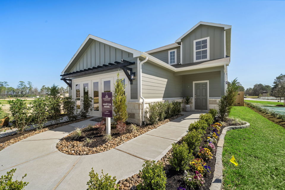 A house with a driveway.