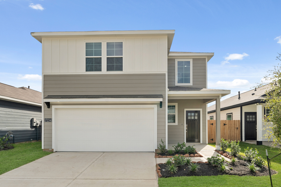 A house with a garage.