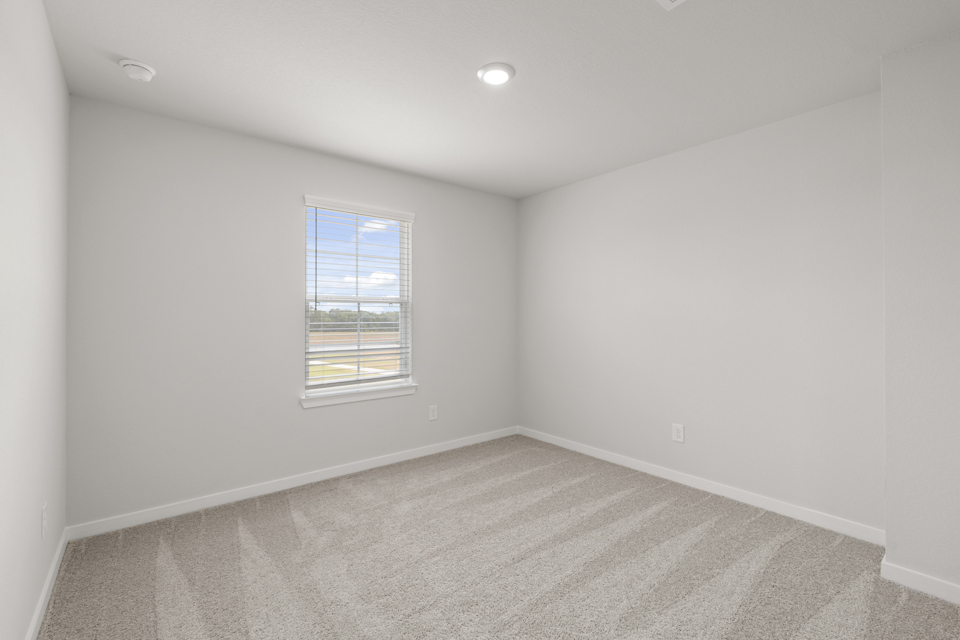 A room with a window and a carpet.