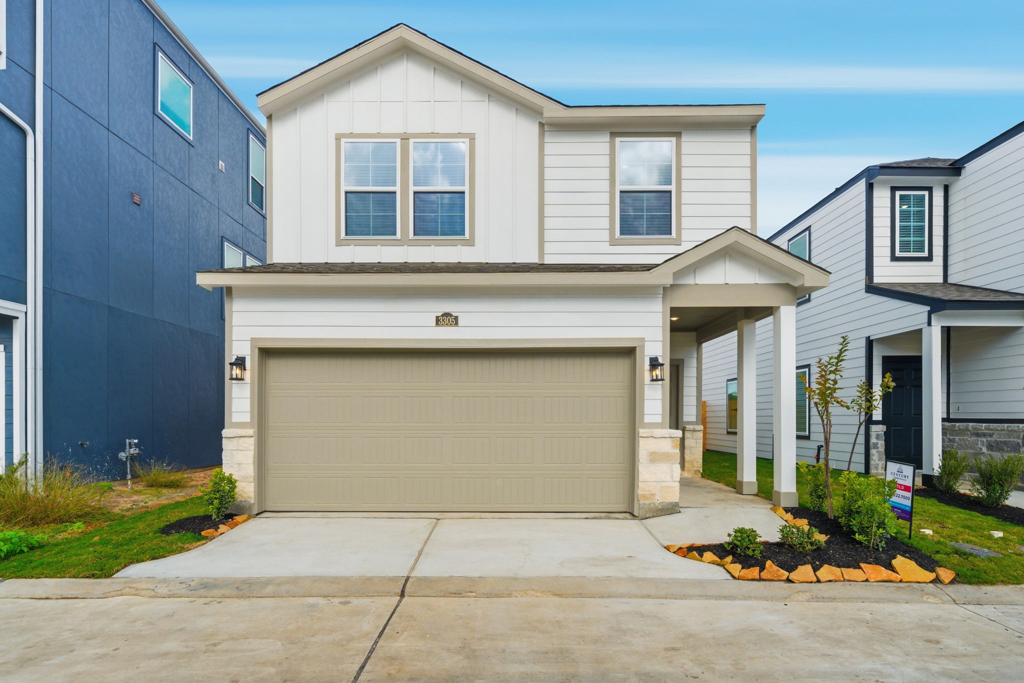 A garage in a neighborhood.