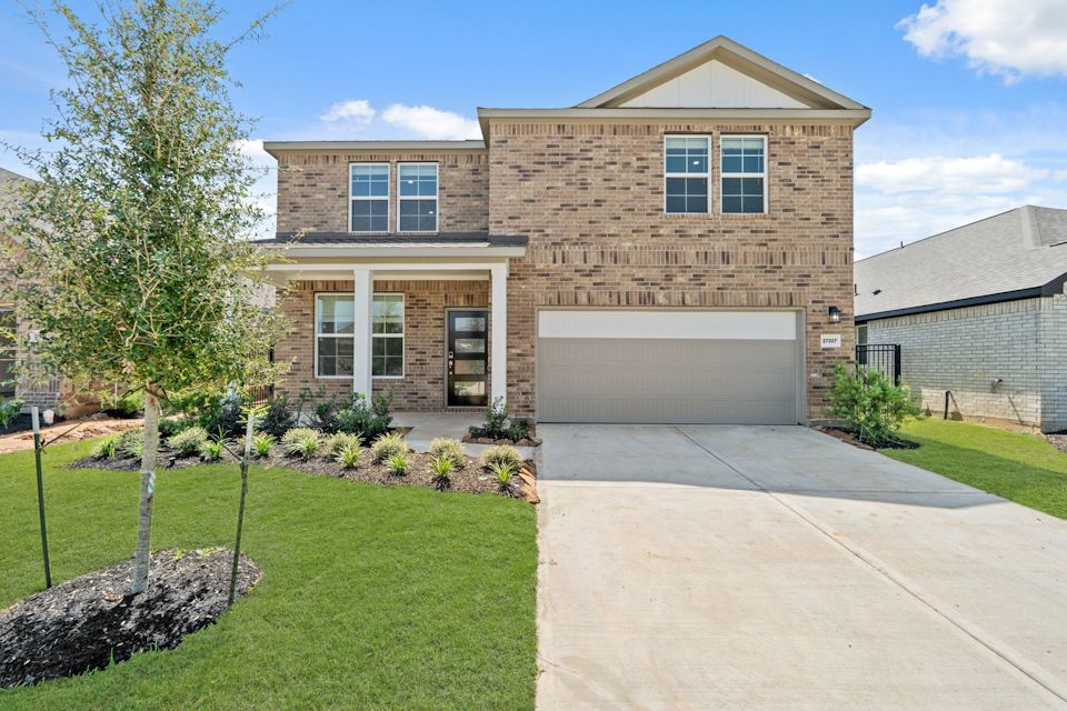A house with a driveway.