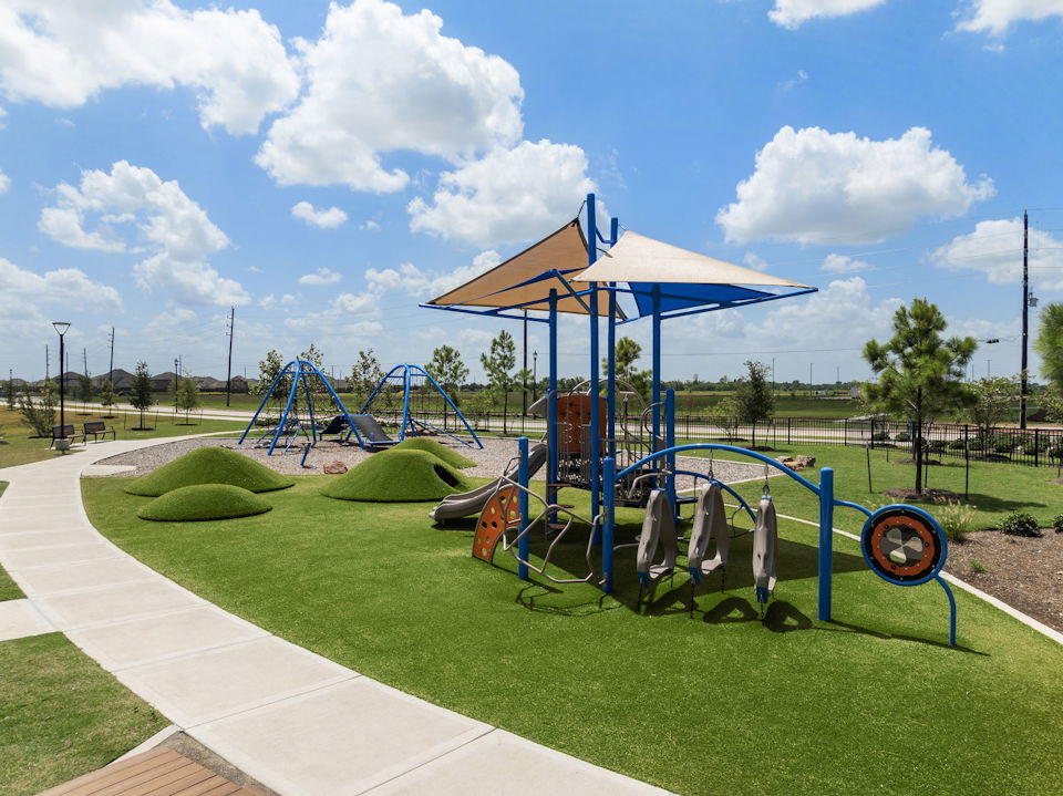 A playground with a slide.