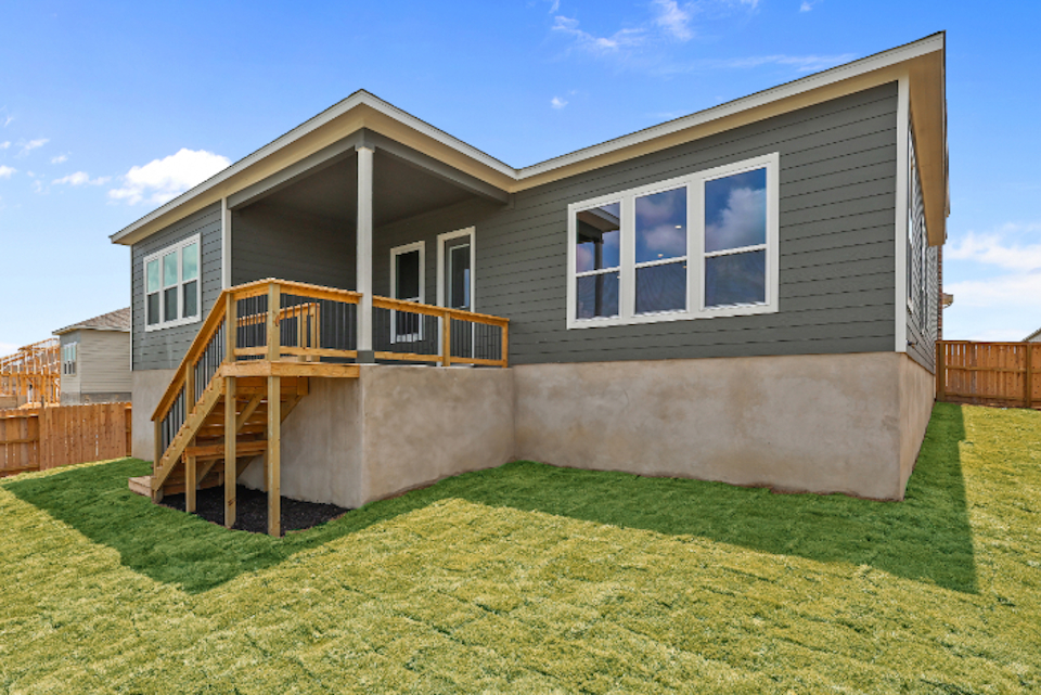 A house with a deck.