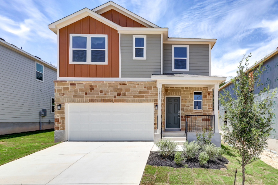 A house with a garage.