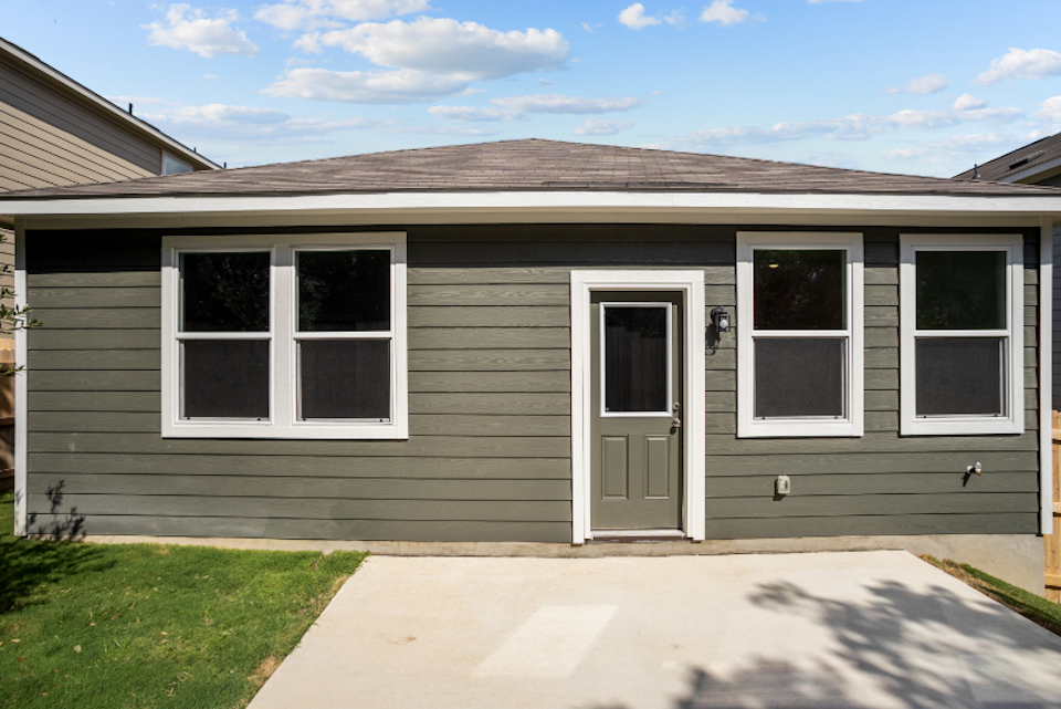 A house with a garage.