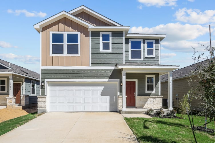 A house with a garage.