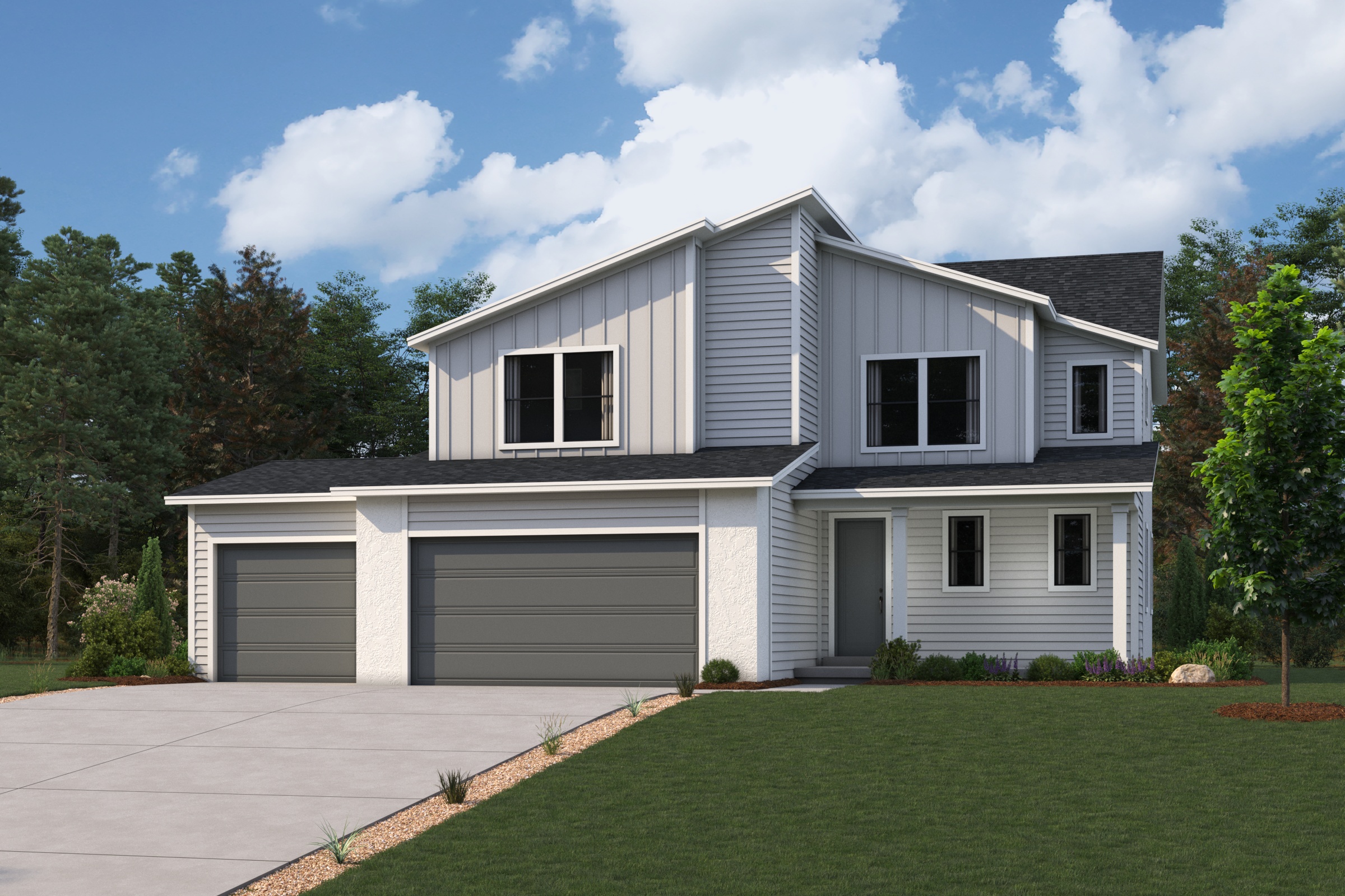 A house with a garage.