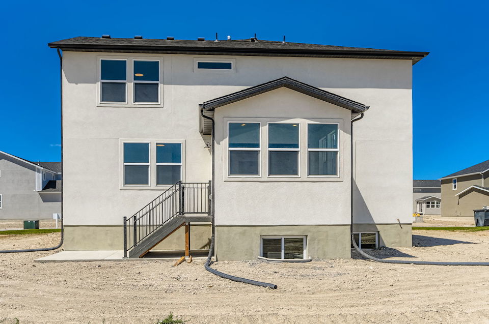 A house with a staircase.