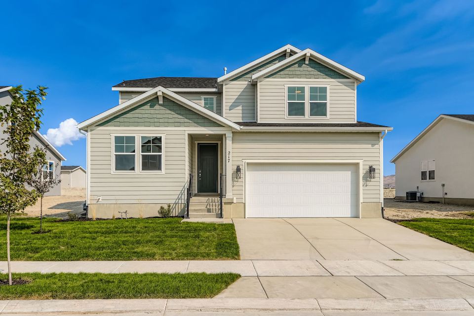 A house with a garage.