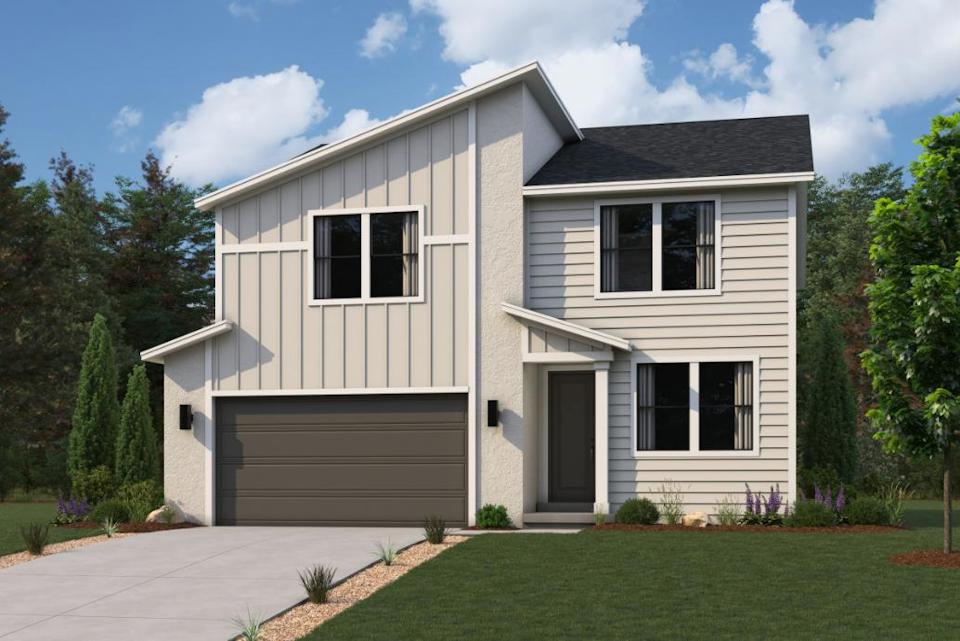 A house with a garage.