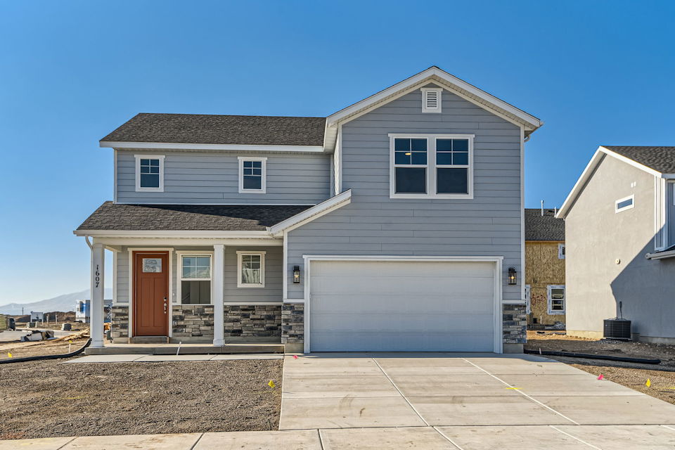 A house with a garage.