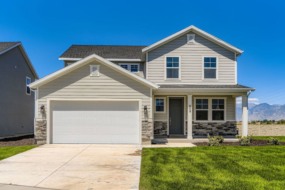 A house with a garage.