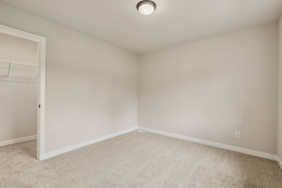 A room with a carpet and a light.