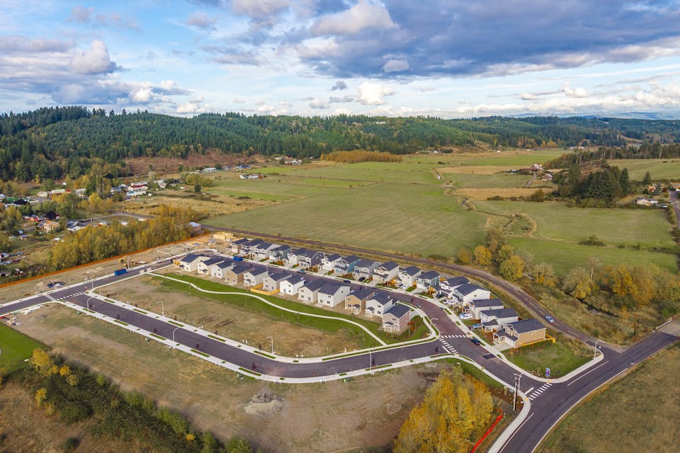 A road with a winding road and trees on the side.