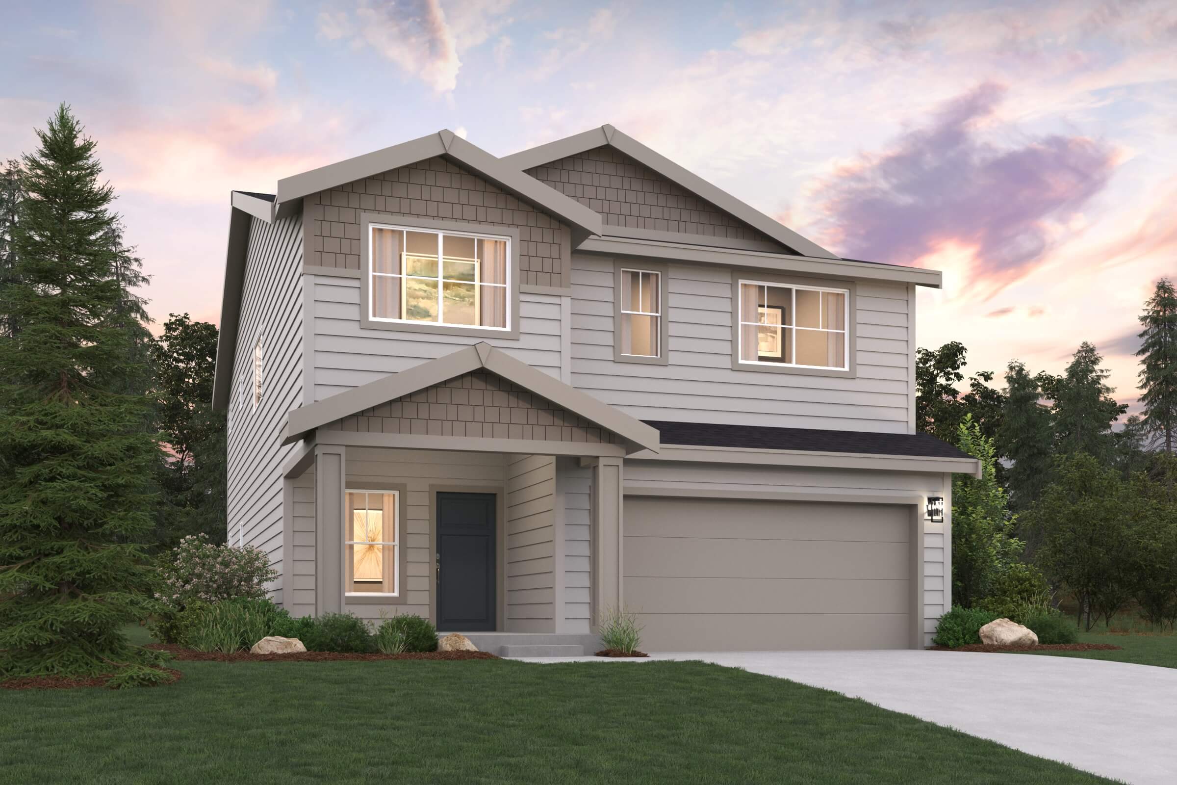 A house with a garage.