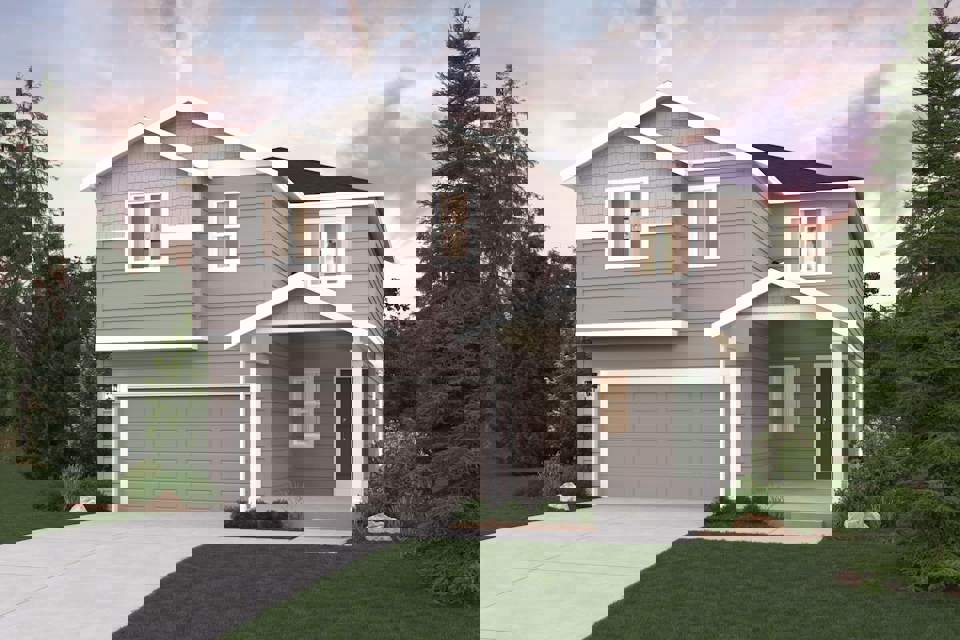 A house with a garage.