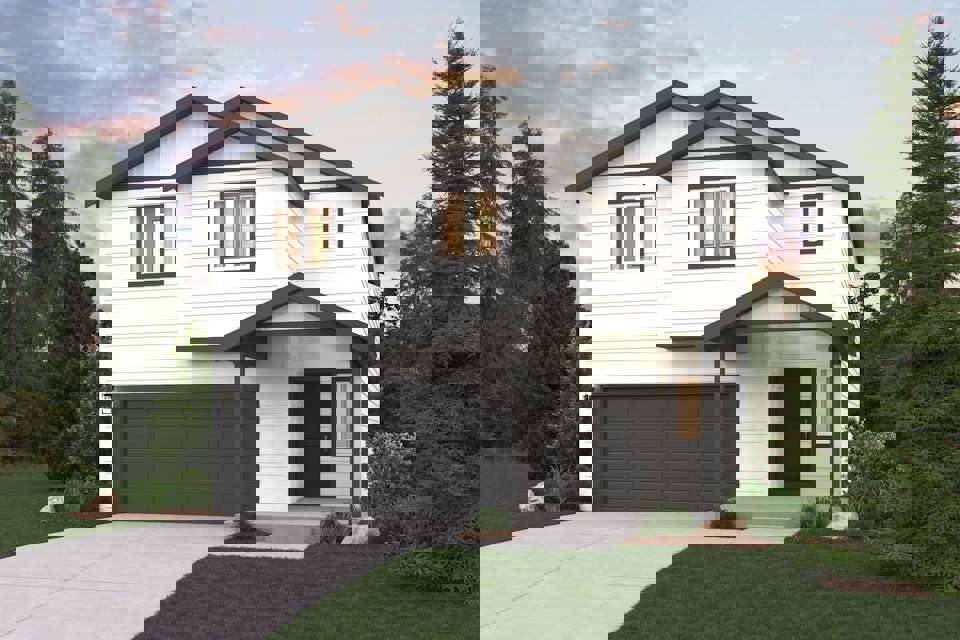 A house with a garage.