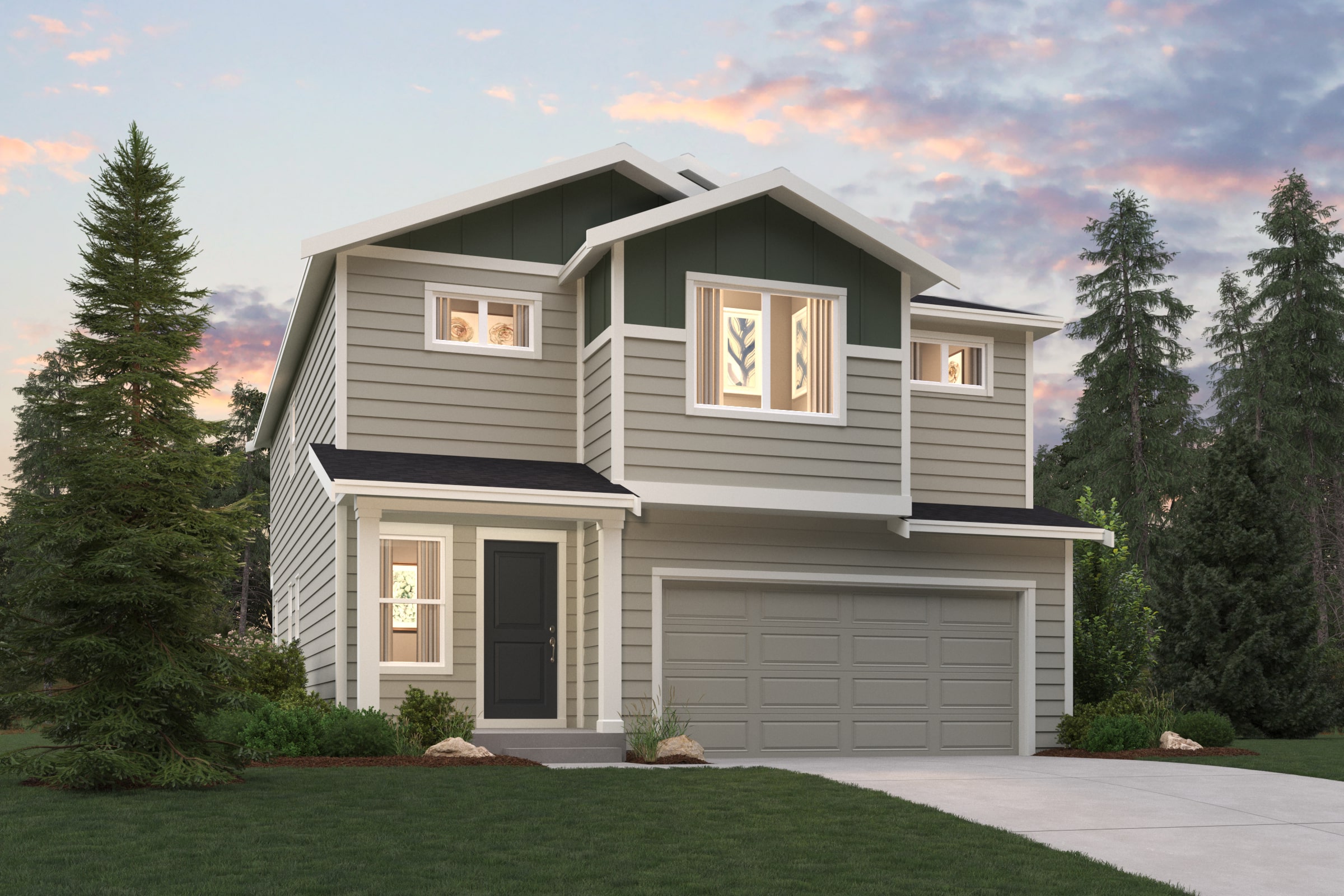 A house with a garage.