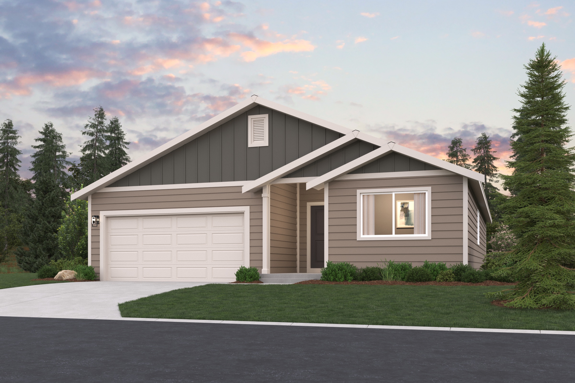 A house with a garage.