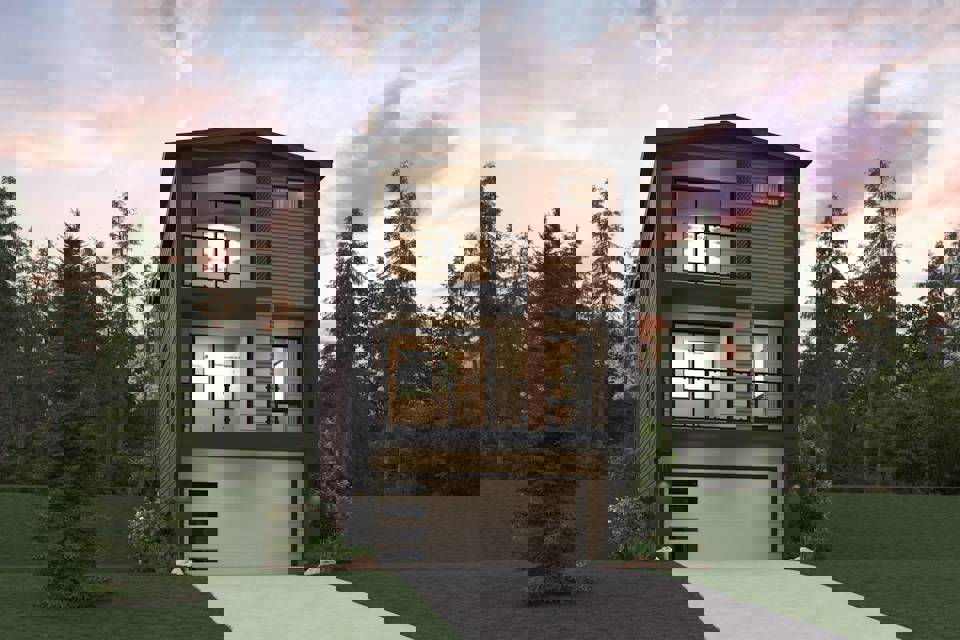 A house with a large front yard.