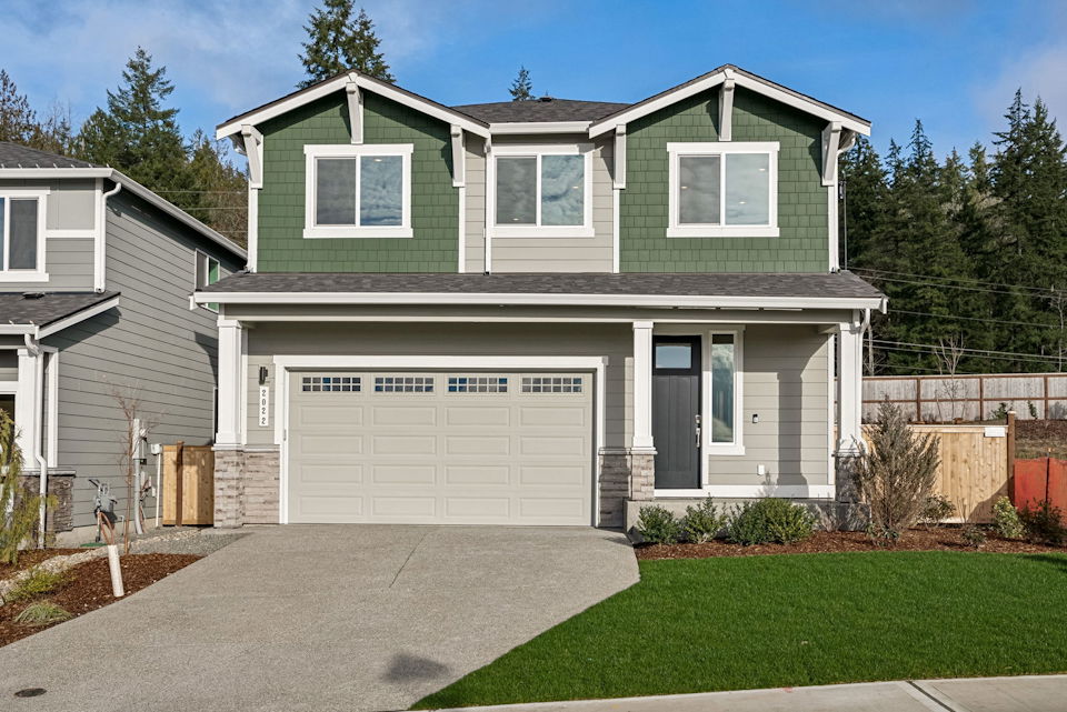 A house with a garage.