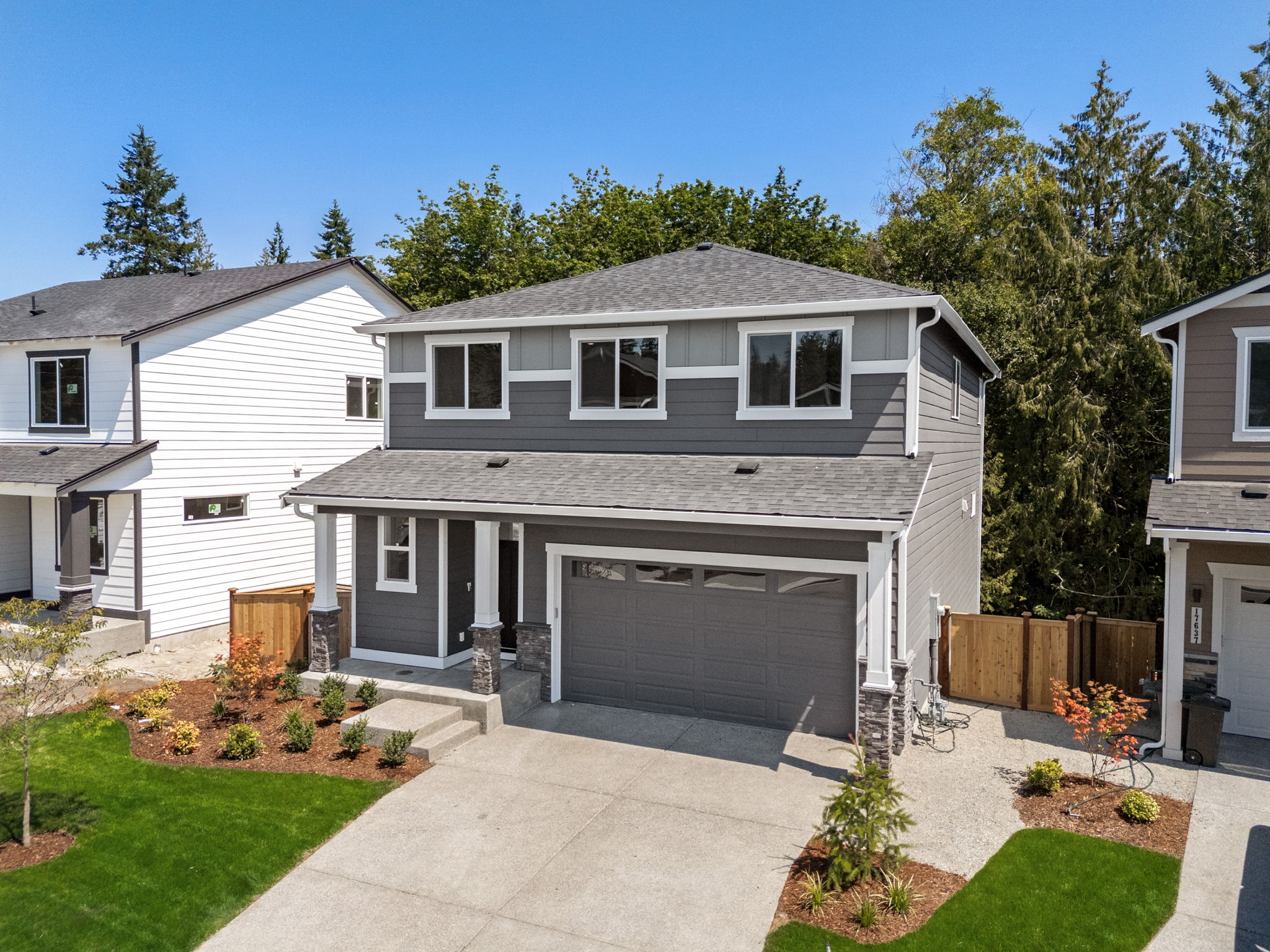 A house with a garage.
