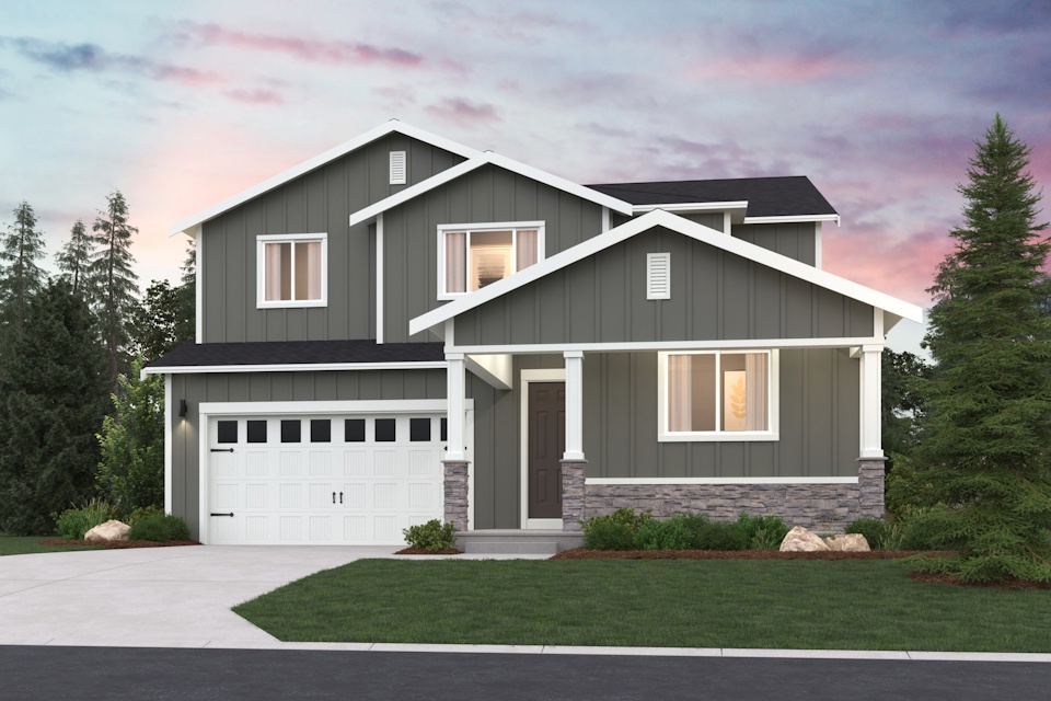 A house with a lawn and trees.