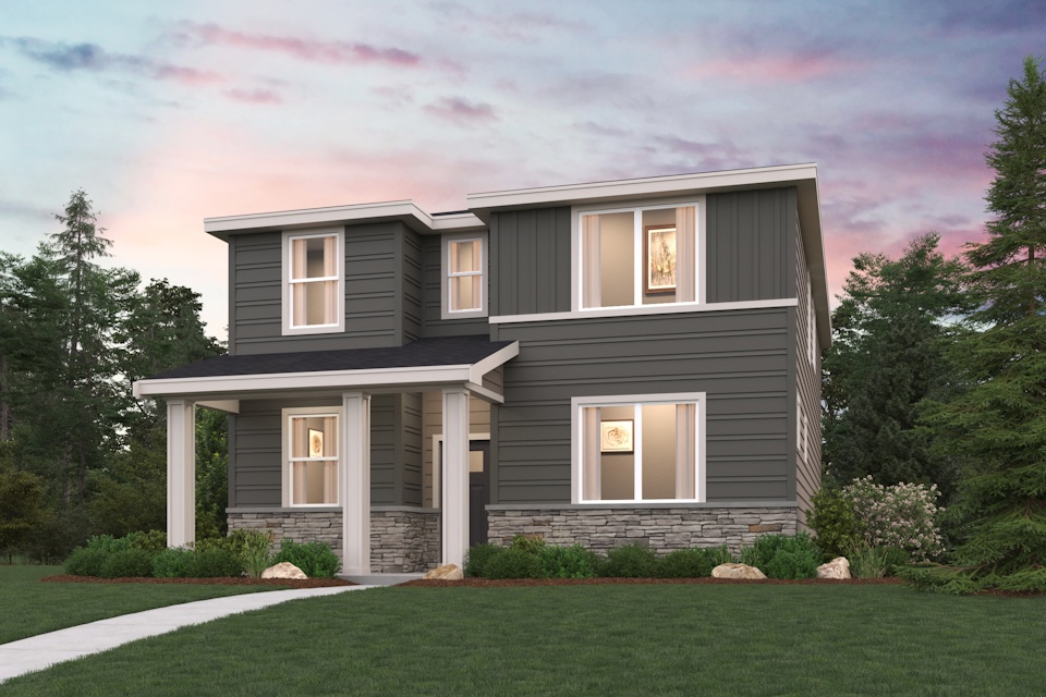 A house with a lawn and trees.