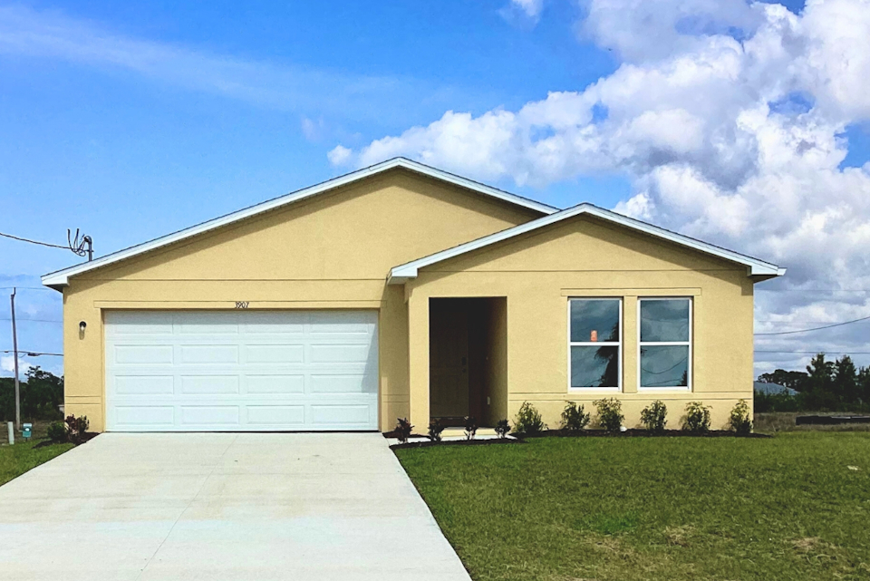 A house with a garage.
