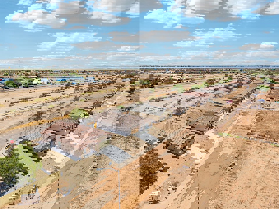 A high angle view of a building.