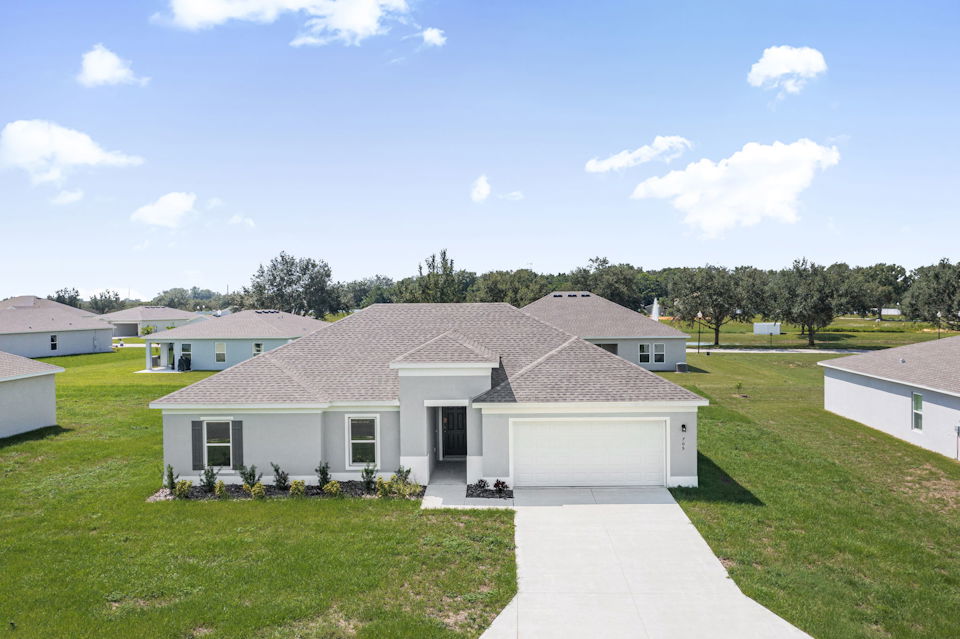 A house with a driveway.