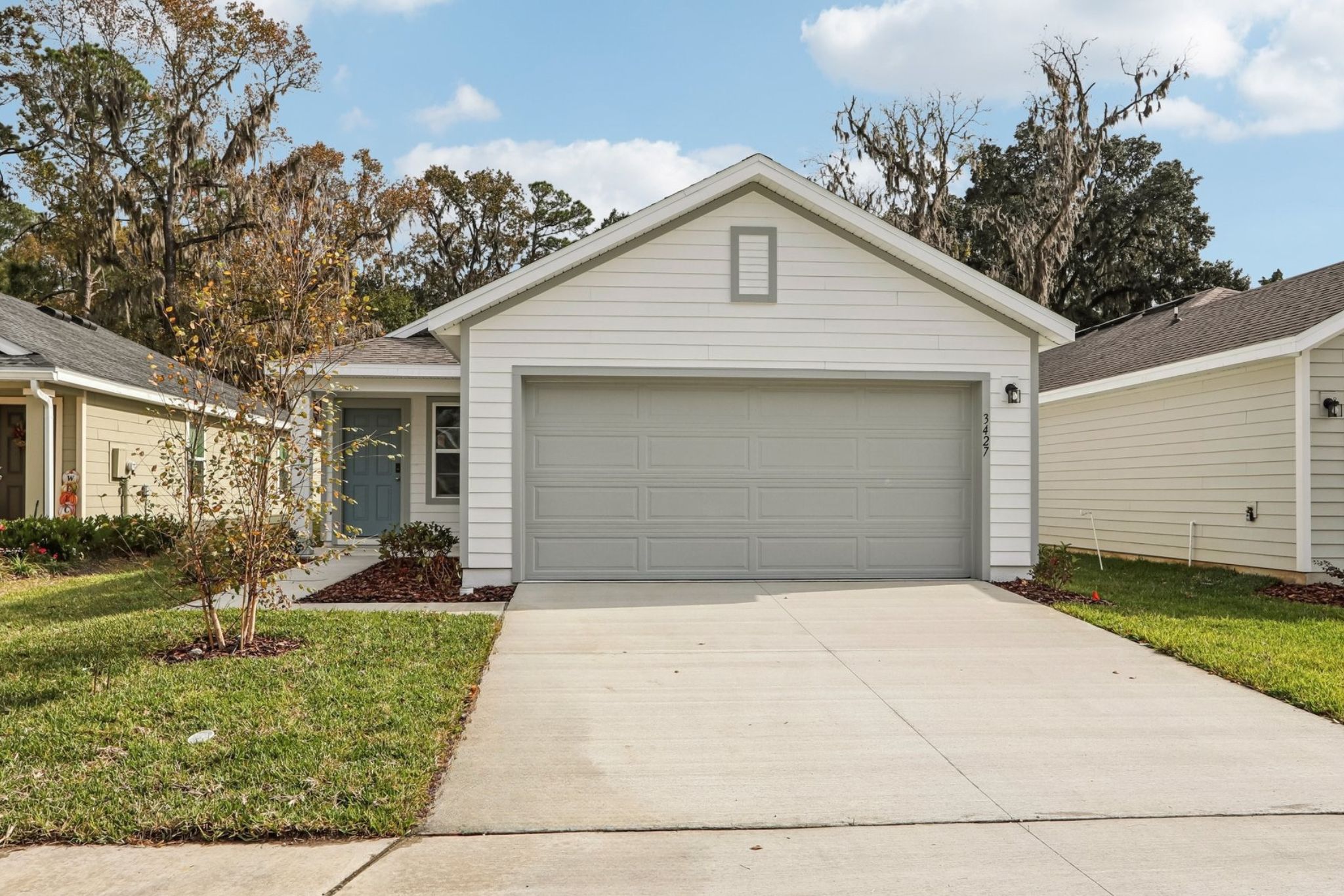 A house with a garage.