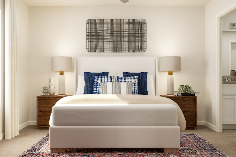 A white couch in a room.