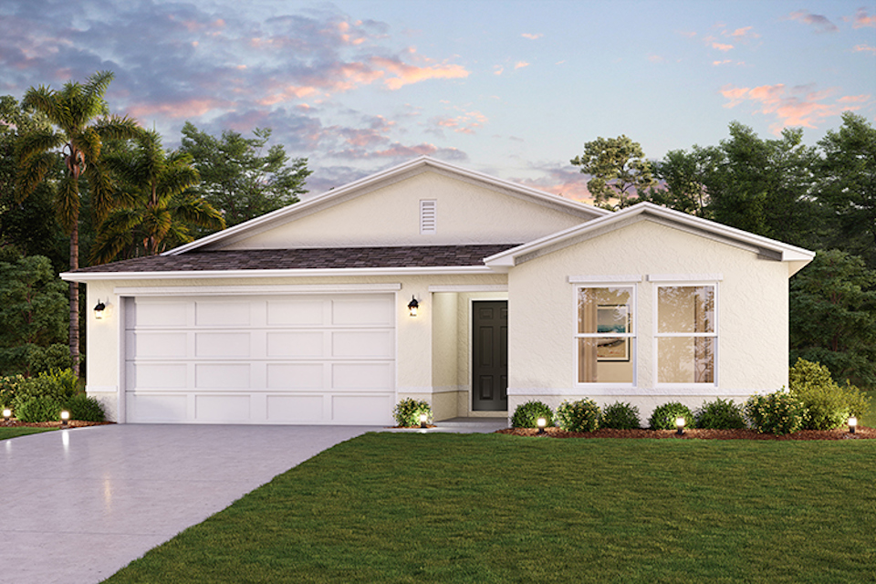 A house with a lawn.