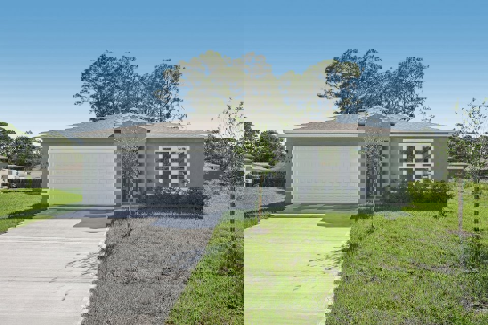 A house with a garage.