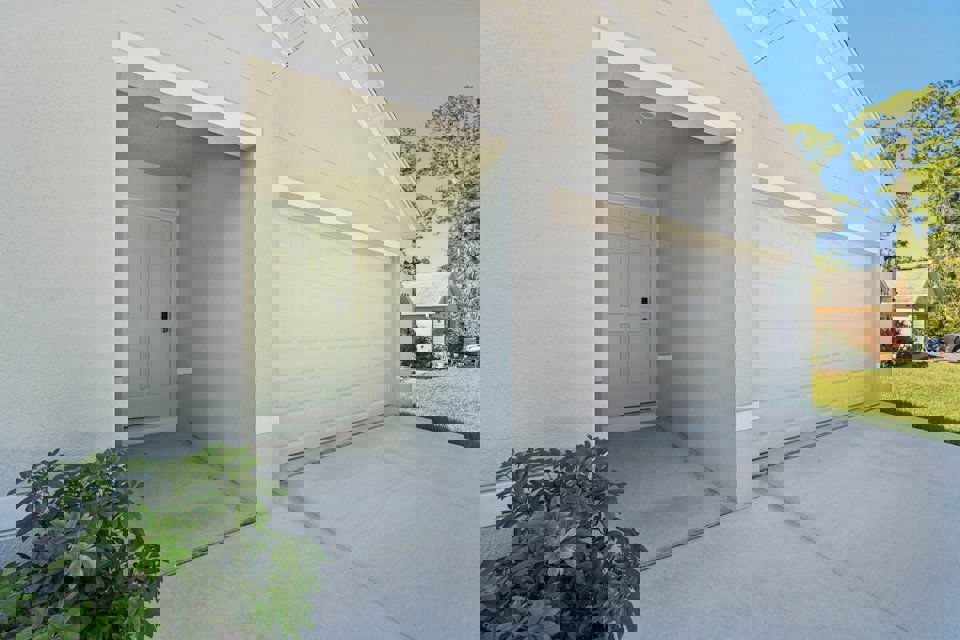 A white garage door.